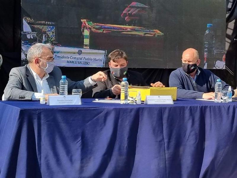 Archivo Licitación Ruta 22 Perotti y Calvo junto al presidente comunal de Marini Marco Salusso